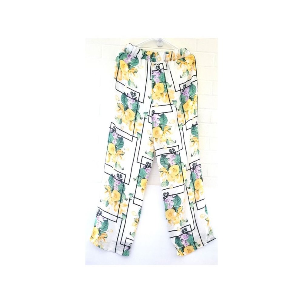 NWT Thalia Sodi Women's Havana Floral Prints Garter Waist Dressy Long Pants XS